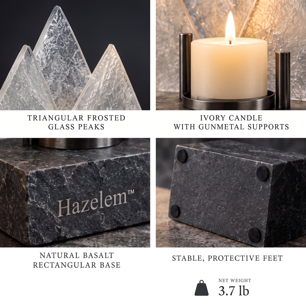 Hazelem™ Frosted Summit – Mountain-Inspired Textured Glass Candle Holder