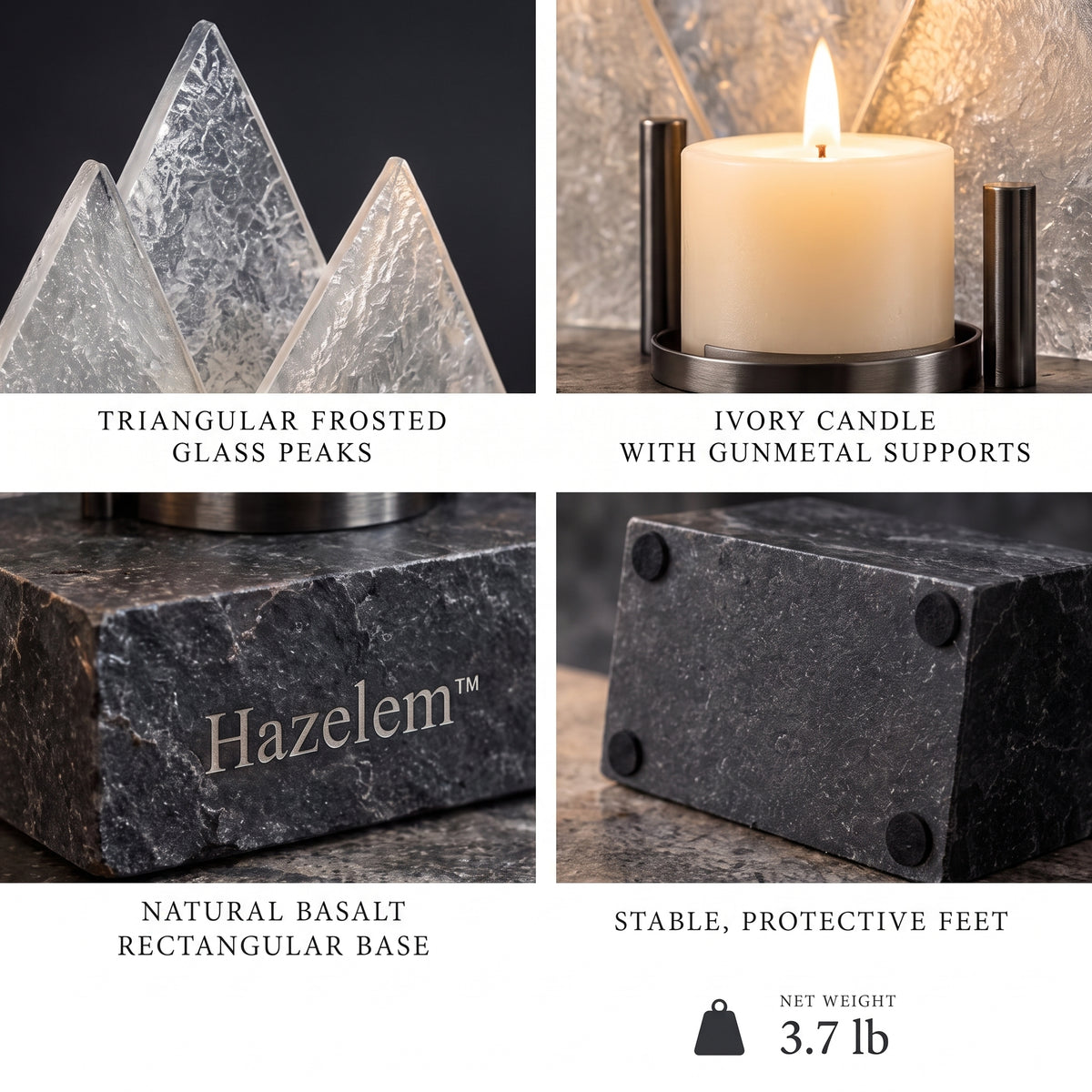 Hazelem™ Frosted Summit – Mountain-Inspired Textured Glass Candle Holder