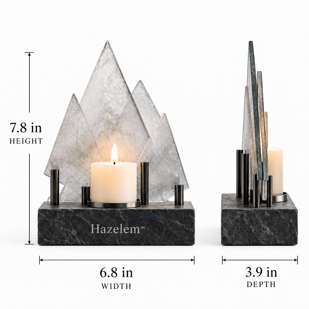 Hazelem™ Frosted Summit – Mountain-Inspired Textured Glass Candle Holder
