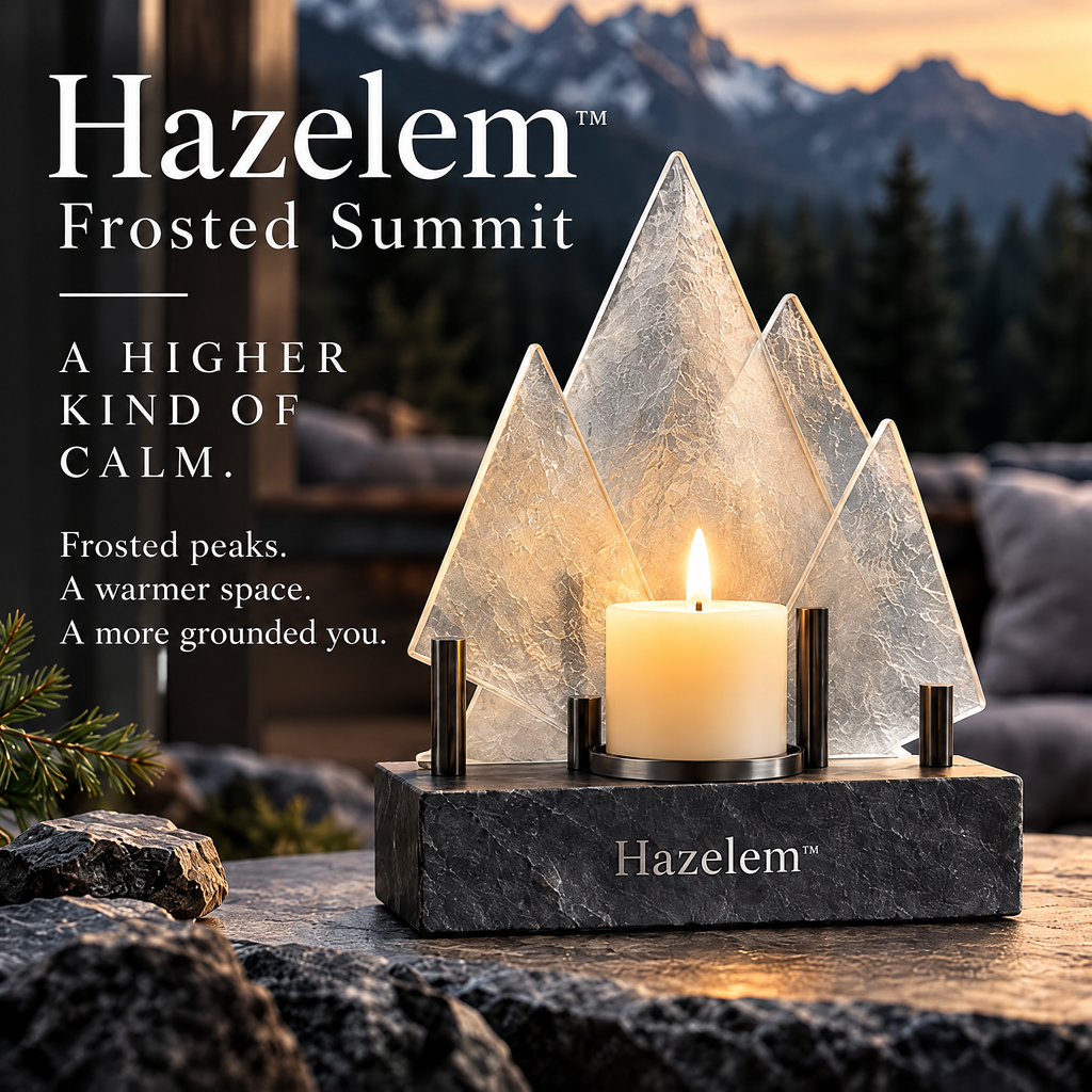 Hazelem™ Frosted Summit – Mountain-Inspired Textured Glass Candle Holder